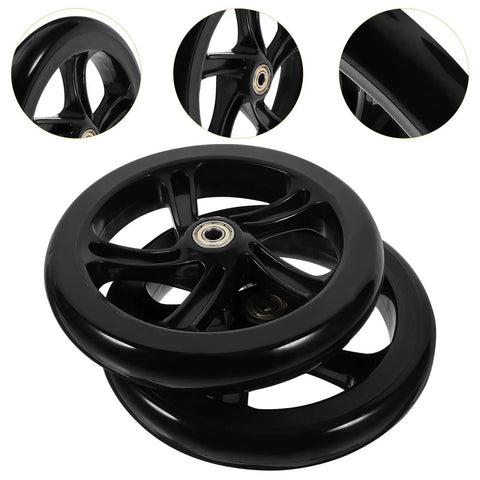 Two Pack 175mm PU Scooter Wheels Replacement Set For Mobility And Stunt Riding Non Slip Wear Resistant Weatherproof Easy Install