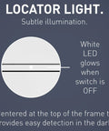 Locator light on Radiant LED Dimmer Rocker Switch For Home Lighting, Single Pole To Three-Way Control, 600-Watt Capacity.
