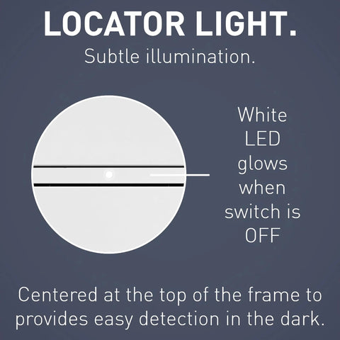 Locator light on Radiant LED Dimmer Rocker Switch For Home Lighting, Single Pole To Three-Way Control, 600-Watt Capacity.