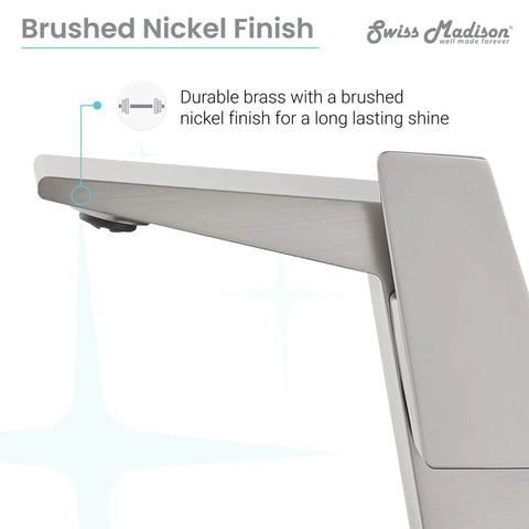Single Hole High Arc Bathroom Faucet With One Handle Brushed Nickel Finish Solid Brass Build One Point Two GPM Flow