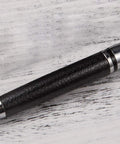 Close-up of Rotary 0.5mm Ballpoint Pen Set With Leather Grip, Metal Body And Smooth Gel Ink, Refillable Refills, Great Gift For Students And Pros