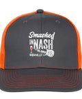 Cool Hats Unisex Breathable Trucker Cap With Adjustable Buckle For All Day Comfort, grey and orange cap with front print design.