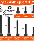 Ultimate M3 Screw Kit For DIY 3D Printers With 600 Pieces In 8 Sizes From 6 To 30mm Includes Hex Socket Head Cap Screws Nuts Washers