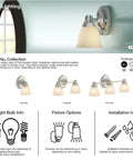 Forte Double Wall Sconce Vanity Light With Frosted Glass Shades Mount Up Or Down Polished Chrome Finish display