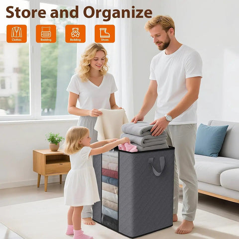 Built Tough As Nails To Kick Clutter Outta Your Closet 3 Pack Grey 100 L Foldable Storage Bins For Bedding Quilts And Clothes That Actually Save Serious Space