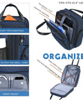 Underseat Carry On Luggage For Women, 16 Inch Lightweight Overnight Bag, navy, showing multiple pockets and compartments for organization