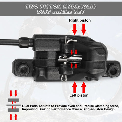 GRELiving two-piston hydraulic disc brake caliper for bicycles, black.