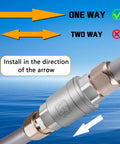 Boltigen 1-inch CF8 stainless steel inline spring check valve installed on piping with brass fittings