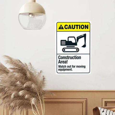 Construction Site Warning Sign 8x12 Aluminum Metal Wall Sign Custom Notice For Watch Moving Equipment Safety Caution Sign For Road Yard Garage Street Home Renovation Machinery Alert