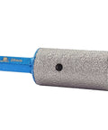 Diamond finger milling bit with blue 20mm hex shank and diamond-coated cylindrical head for enlarging porcelain holes