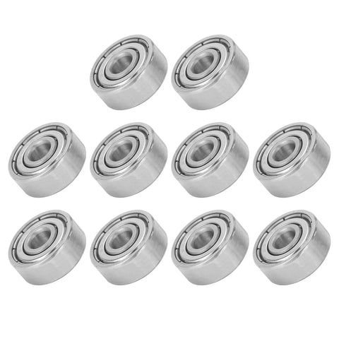 Pack of 10 S624ZZ Stainless Steel Bearings 4x13x5mm for Skateboards, Roller Skates, Longboards, and Quad Skates displayed on white background.
