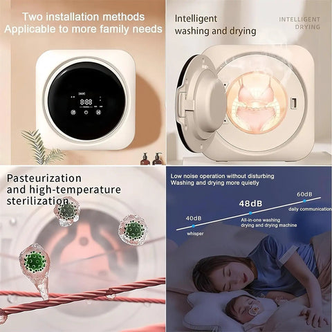 Total Game Changer Mini Portable Washer And Dryer Combo With Stainless Steel Drum And Lcd Control in two installation methods.