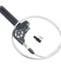 Seven Eighths Inch CNC Aluminum Quick Twister Throttle Grip With Cable, black, for Dirt Bikes and ATVs, shown with cable attachment.