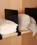 Black Acrylic Shelf Dividers Eight Pack for Closets and Shelves Keep Your Stuff Sorted and Neat with towels and hat