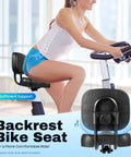 Oversized Tricycle Seat With Backrest Replacement Comfy Cushion For Electric Bikes And Beach Cruisers With HD PU Foam And Adjustable Height Back Support For Mountain Bikes And Commuters Black on exercise bike