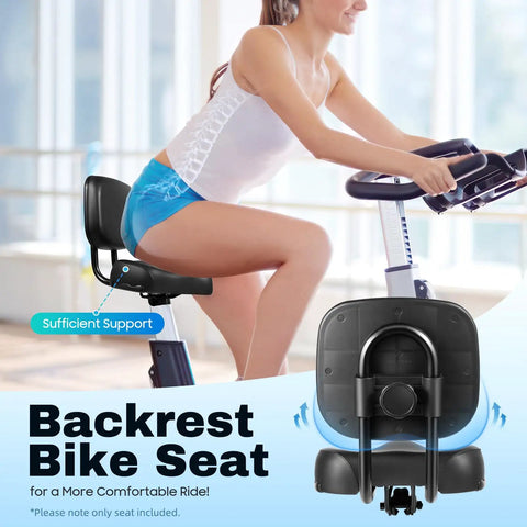 Comfy Bike Seat With Backrest For Electric Bikes And Tricycles Wide Cushioned Saddle With Back Support Soft Pad Height Adjustable Backrest Durable Replacement For Beach And Road Bikes, black seat