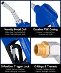 Automatic Fuel Nozzle Kit With Three Quarter Inch NPT Connection Auto Shut Off 360 Degree Hose Swivel components details