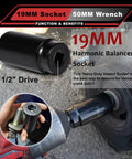 19mm Harmonic Balancer Socket And 50mm Crank Pulley Wrench Holder Kit for Honda, shown in use for damper bolt removal