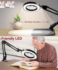 12X Magnifying Glass With Light And Stand, Hands Free 2 In 1 LED Magnifier with man reading, adjustable desk lamp, no glare feature