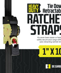 Auto Retractable Ratchet Straps 2 Pack 1 Inch By 10 Feet Beefy Heavy Duty Tie Down Straps With 1209 Pound Break Strength For Cargo