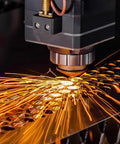 Single Layer Copper Fiber Laser Cutting Nozzle 28mm Diameter, 15mm Height, M11 2.0 Caliber in action cutting metal