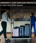 Hotel lobby with luggage cart on 5 Inch Heavy Duty Swivel Caster Wheels Set Of 4 For Carts Industrial Use With Thermoplastic Rubber Wheels