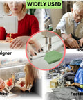Collage showing Magnetic Seam Guide Set For Sewing Machines Upgraded Polygonal Hemmer with various sewing scenarios.