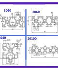 Heavy Duty 2080 T Slot Aluminum Profile Extrusion Linear Rail For Cnc Rigs And 3D Printer Frames dimensions diagram.