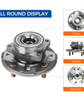 Two Pack Front Wheel Hub And Bearing Assembly 513098 Direct Fit Replacement For Honda Accord 1990 1991 1992 1993 1994 1995 1996 1997 And Acura CL 1997 2 2L L4 OEM Grade Long Lasting Smooth Operation shown in top, front, and bottom views