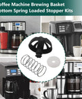 Bottom Spring Loaded Stopper Kit For Coffee Machine Brewing Basket Replacement For Compatible 990117900 990237500 Two Pack Durable Plastic And Silicone Accessory Keeps Brew Basket Sealed No Fuss Install For Home Coffee Makers, spring and seal shown