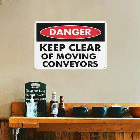 Danger Maintain Clearance Around Moving Conveyors Caution Sign 8 By 12 Inches Heavy Duty Premium Reflective Aluminum Plaque
