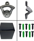 Vintage Cast Iron Beer Bottle Opener Wall Mounted Screw Post Set With Antique Aged Silver Finish Heavy Duty Rustic Hardware includes opener and screws