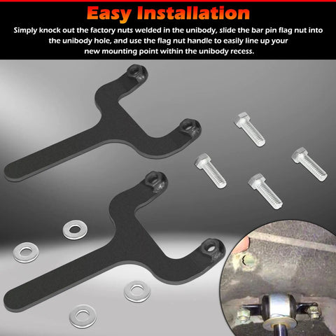Heavy Duty Rear Bar Pin Flag Nut Kit To Swap Out Busted Shock Mounts On Your Ride Fits 1984 To 2001 Jeep Cherokee XJ 4WD 2WD with bolts and washers.