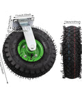 Heavy Duty 10 Inch Pneumatic Caster Wheels Set Of 4 Featuring 2 Swivel And 2 Rigid Rollers With Air Filled Rubber Tires for garage shops.