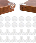 Premium Heavy Duty Silicone 24 Pack Corner Protectors For Sharp Tables And Counters Soft Clear Self Stick Edge Guards on wooden furniture.