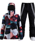 Women's Ski Jacket And Pants Set Waterproof Snow Suit For Snowboarding Hooded Insulated Winter Outerwear