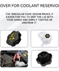 Premium Coolant Reservoir Replacement Cap close-up with grip design, compatible with Chrysler Jeep Dodge Ram vehicles 2013-2021.