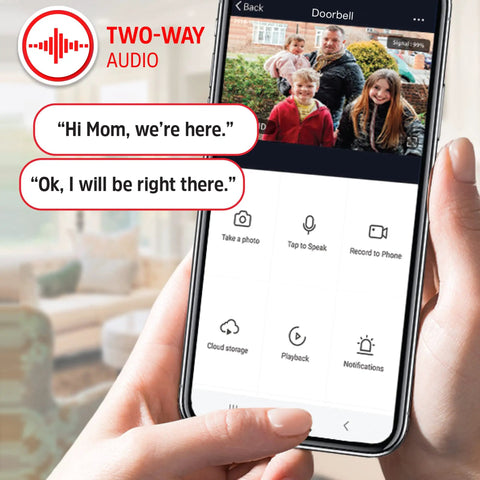 Smart 1080p Hd Wired Video Doorbell Camera With Chime For Easy Home Security Two Way Audio Chat on phone displaying video feed