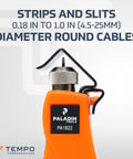 Round Cable Stripper Tool for Precise Jacket Removal fits 4.5 to 25 mm cables; orange tool with adjustable slitter
