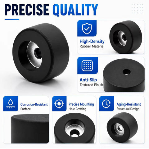 Ten Pack Heavy Duty Rubber Feet For Air Compressor And Generator Anti Vibration Pads - Black rubber pad showing high-density material and texture.