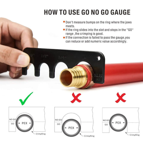 How to use Go No Go gauge with Copper Ring Crimping Tool Kit For F1807 Standards With Interchangeable Jaws and PEX piping