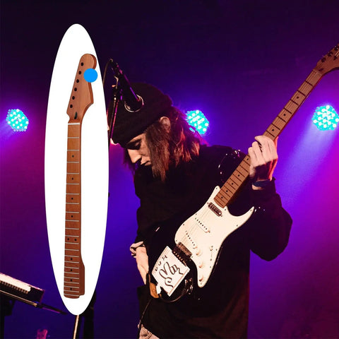 22-Fret Strat-Style Electric Guitar Neck With Canadian Roasted Maple Matte Finish 14-Inch Radius Fingerboard Bone Nut Polished Edges Ready For Replacement Or Upgrading Your Rig on stage