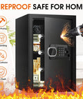 Large 3.4 Cu Ft Home Safe With Fire And Water Proof, Electronic Keypad, Spare Key, Floor Safe With Removable Shelf in use