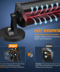 13.5 Inch LED Light Bar Triple Row with Cigarette Lighter Plug showing heat dissipation and cooling fins comparison