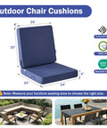 Outdoor Cushion Set 24x24x4 Inch Navy Blue With Removable Cover Waterproof And Fade Resistant Cushions For Patio Furniture