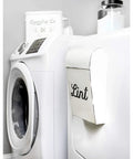 Vintage Shabby Chic Enamel Lint Bin With Magnetic Back for Dryer, Distressed White Laundry Room Decor, Retro Farmhouse Style Container