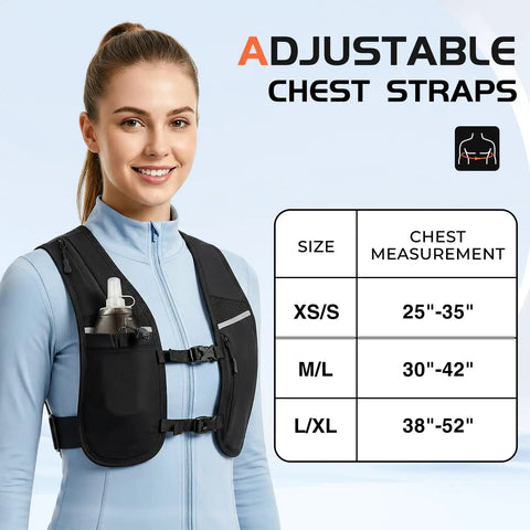 Unisex Hydration Vest With Adjustable Chest Straps, Lightweight Go-To Reflective Running Pack for Marathon, Trail Runs, Cycling, or Hiking