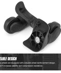 Volein suitcase wheels pair in black plastic with 360° swivel casters and mounting hubs (LX01), close-up view.