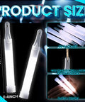 Bulk 50 Pack White Glow Sticks 4 Inch Long Ultra Bright Lasting 8 To 12 Hours with product size details and usage