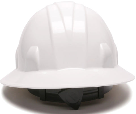 All Day Comfort Full Brim Hard Hat With 4 Point Ratchet Suspension, White, Medium, Lightweight HDPE Shell, Easy Fit Adjustment